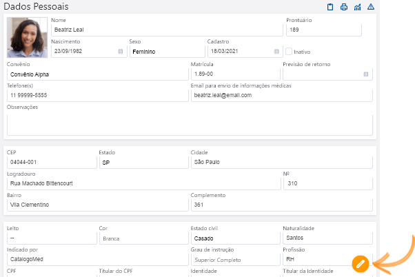 Editar ficha do paciente