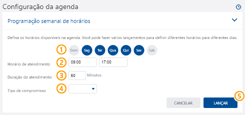 Programação semanal de horários